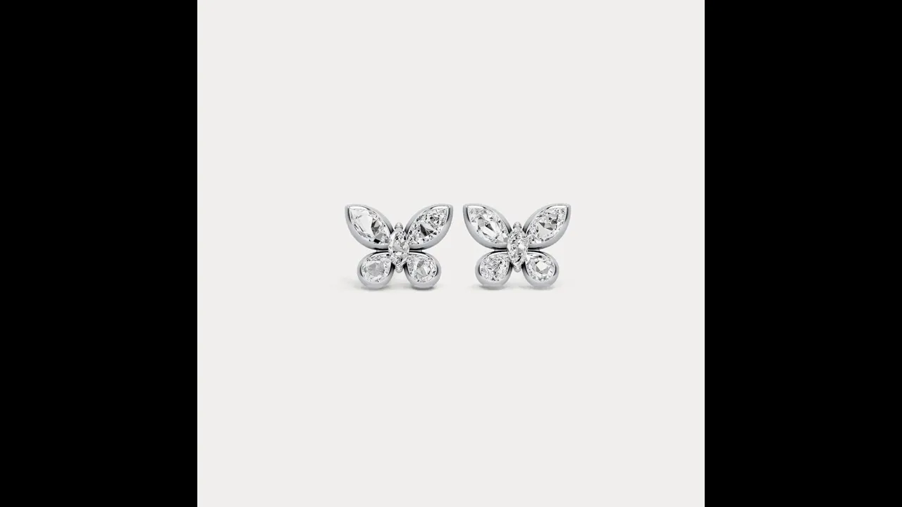 1.58 CTW Lab-Grown Diamond Butterfly Stud Earrings in Sterling Silver