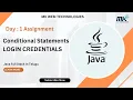 Assignment 1 Check Login Credentials Check user name and password in java in Telugu