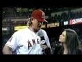 Jered Weaver gets hit with water bottle during int