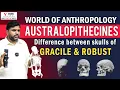 Australopithecus Difference between Skulls of Gracile and Robust Forms