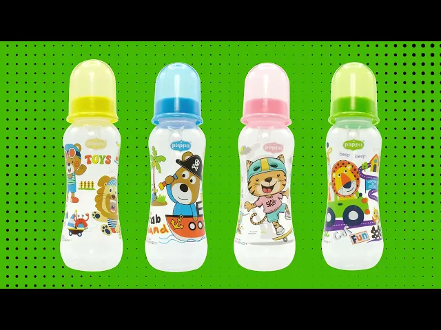 8 Oz. Cuties Pattern Feeding Bottle with Silicone Nipple