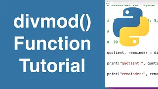 divmod Function Python Tutorial