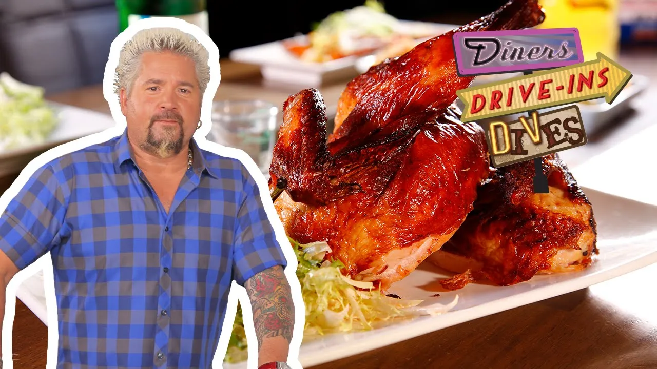 Guy Fieri Eats Drunken Chicken at Biergarten LA   Diners, Drive-Ins and Dives   Food Network