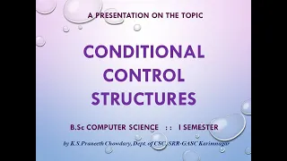 Conditional Control Structures