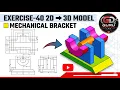 SOLIDWORKS Exercise 40 2D Drawing to 3D Model Mechanical Bearing Bracket Design Step-by-Step
