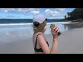 4K Ukrainian girl in bikini having fun at the beach in Australia