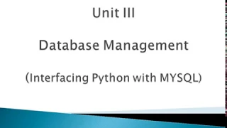 Python MySQL Connectivity Tutorial Unit III CBSE Class XII