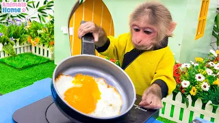 Chef BiBi picks up eggs to make fried egg sandwiches