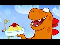 Om Nom Cafe Hungry Dinosaur Funny cartoons for kids