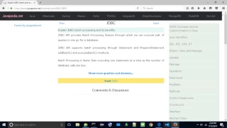 Explain JDBC batch processing and its benefits javapedia net