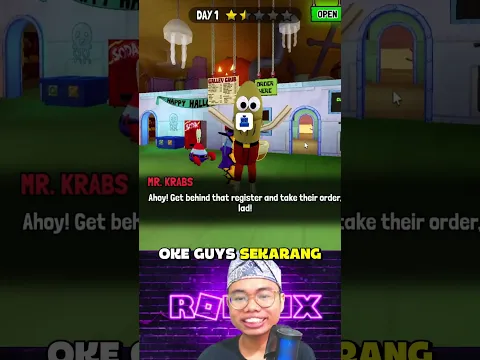 Aku Bekerja di Krusty Krab Memasak Krabby Patty # roblox #shorts