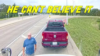 IDIOT TRIES BRAKE CHECKING A SEMI TRUCK AND GETS SMASHED 