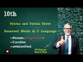 Syntax and Syntax Error Reserved Words Chapter 1 10th Computer New Book
