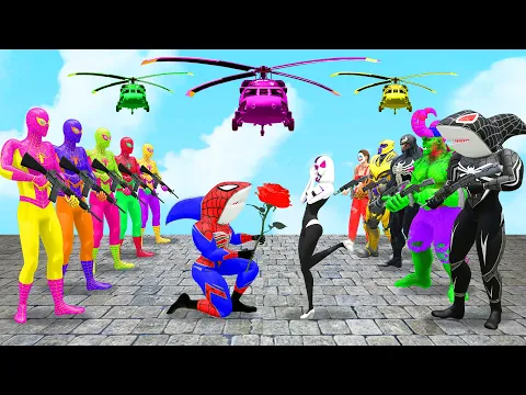 Download MP3 Spiderman Superheroes propose Spider Gwen making angry Venom3 Hulk,Black Shark Spiderman|King Spider