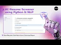 AI Resume Screener Final Year Project Python NLP Streamlit Full Code Report PPT Included