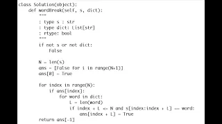 Word Break Dynamic Programming Python Leetcode