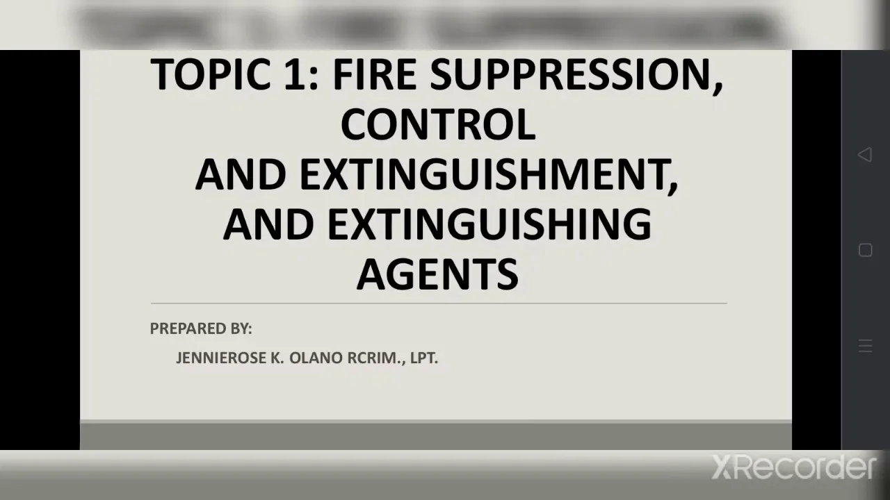 Fire Suppression, Control and Extinguishment, abd Extinguishing Agents- Topic 1- CDI 1A