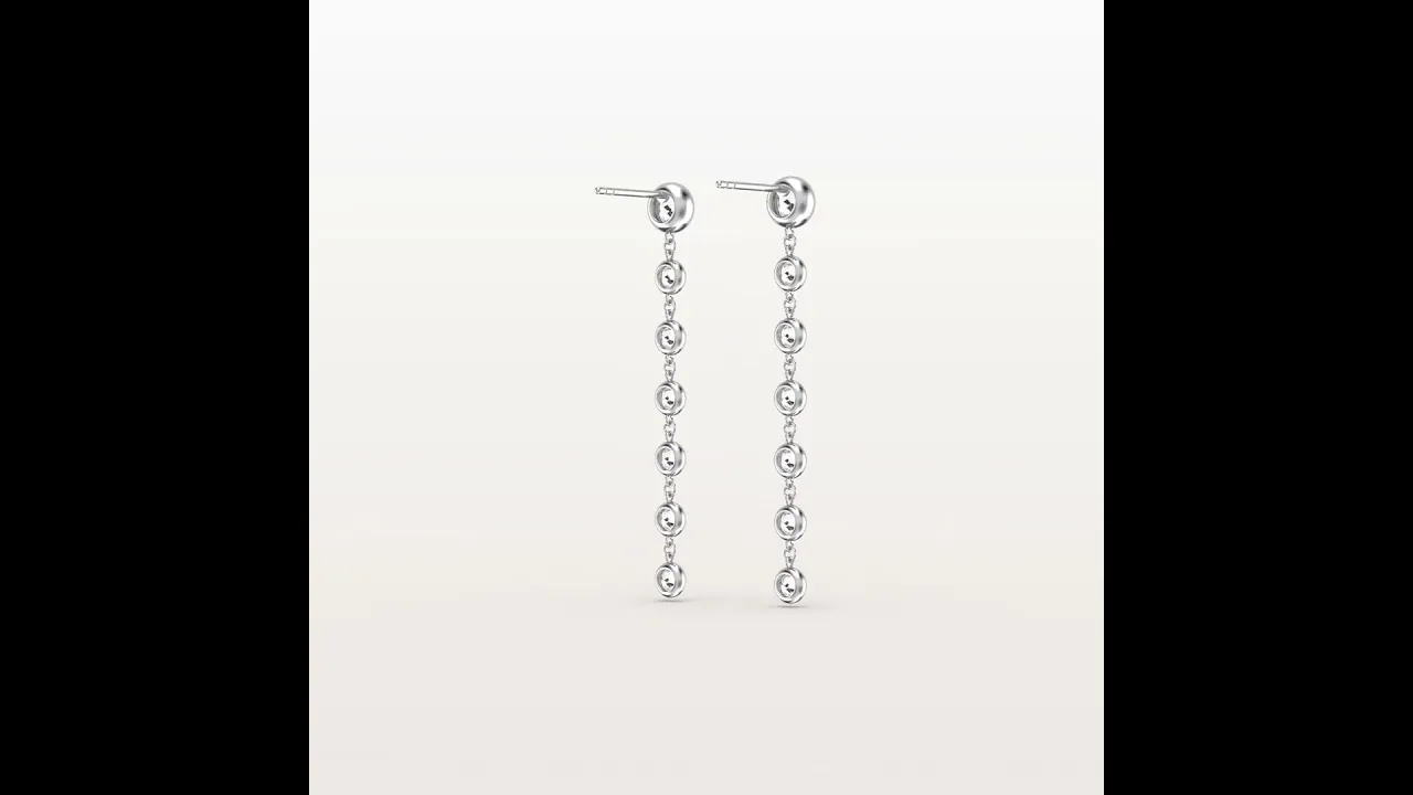 Bezel Lab Diamond Linear Drop Earrings in 14K Gold/Platinum