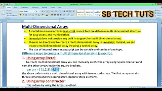 Multidimensional Array in JavaScript Arrays JavaScript Tutorial CLASS-41 Telugu