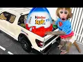 Download Lagu Monkey Baby Bon Bon eats kinder joy surprise eggs and plays with puppy in the swimming pool
