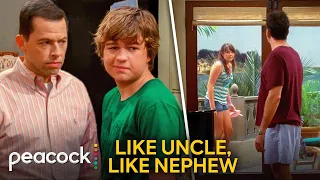 two and half men jake gets busted with two girls in his bedroom