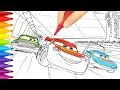 CARS Racing Scene with Lightning McQueen Chick Hicks and King Drawing Coloring Pages Tim Tim TV