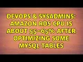 DevOps SysAdmins Amazon RDS CPU is about 55-65 after optimizing some Mysql tables
