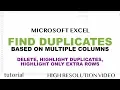 Excel - Find Duplicate Rows Based on Multiple Columns