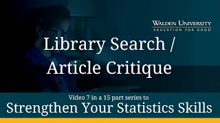 Strengthen Your Stats Skills Library Search Article Critique