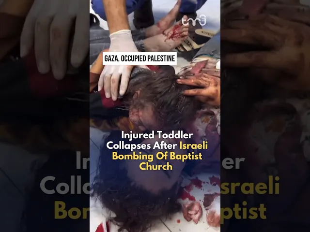 ⁣Horrific scenes unfold after the Israeli strike at Baptist Hospital.