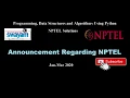 Announcement Regarding Exams NPTEL Jan - Mar 2020 PDSA Python