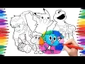 Cartoon Characters Coloring Book Page 4 Ben10 Cookie Monster Gumball and Pikachu