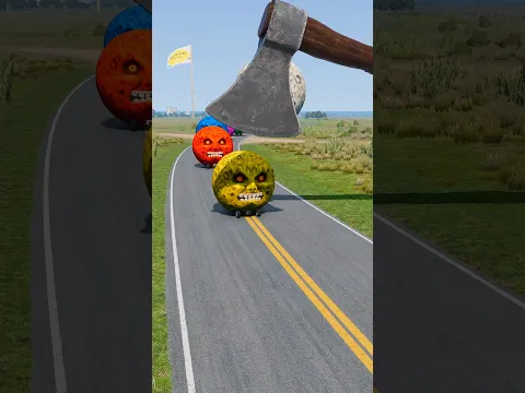 Big & Small Monster Moon Cars vs Giant Axe #2 - BeamNG.drive #shorts #beamngdrive