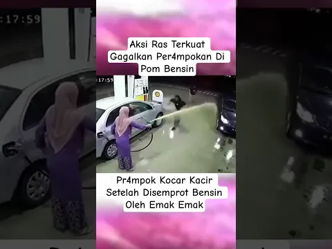 Aksi heroik emak emak gagalkan perampokan di pom bensin #shortvideo