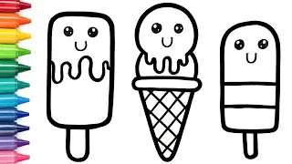 How to Draw & Color Cute Ice Cream | Easy Drawing for Kids 🍦🎨
