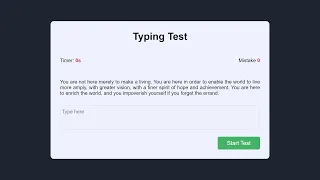 Typing Test Web App Using HTML CSS JavaScript - JavaScript Projects