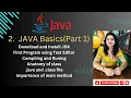 Lec 2 Part 1 Java Basics From installing JDK to writing first program Anatomy of class
