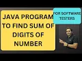 11 Java Program to find sum of digits Java Interview Questions RD Technical Learning