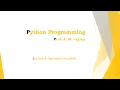 Lecture 5 Operators In Python