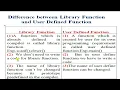 Difference between library function and User defined Function
