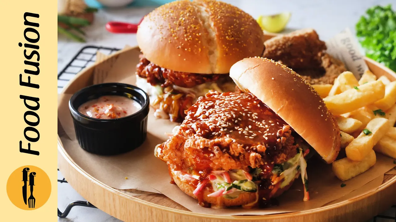 Korean Crispy Chicken Burger Recipe By Food Fusion