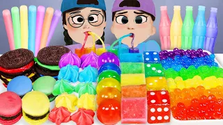 ASMR rainbow dessert frozen NIK-L-NIP color ice cream MUKBANG cartoon무지개 디저트 먹방 DONA 도나 animation