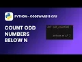 Python - Count Odd Numbers Below N Codewars 8 KYU