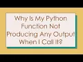 Why Is My Python Function Not Producing Any Output When I Call It