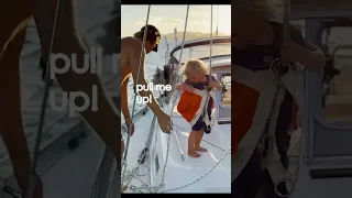 We sent our 3 year old up the mast of our ⛵️ today  #boatkids #travel #sailingfamily