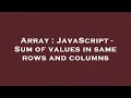 Array JavaScript - Sum of values in same rows and columns