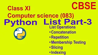 List Operations Concatenation Repetition Membership Testing Indexing Slicing