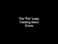 For loops Tracking down errors
