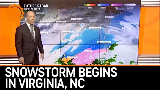 Snowstorm Begins in Virginia North Carolina