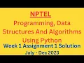 NPTEL Programming Data Structures And Algorithms Using Python Week 1 Assignment 1 Solution
